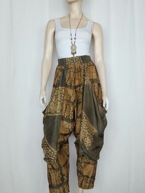 Vtg 90s Moulé silk harem slouchy pocket pants XS-S/M